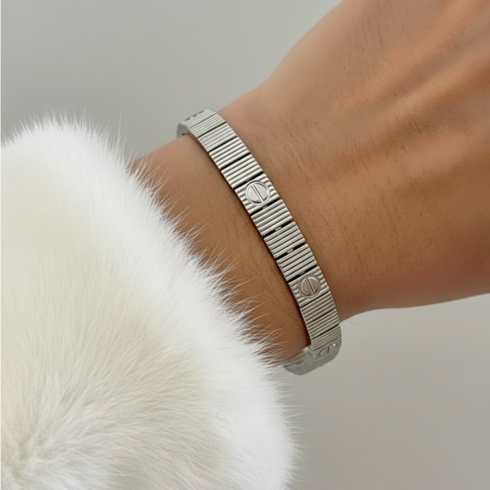 Men Women Love Series Inspired Bracelet | White Gold Tone | Luxury Style